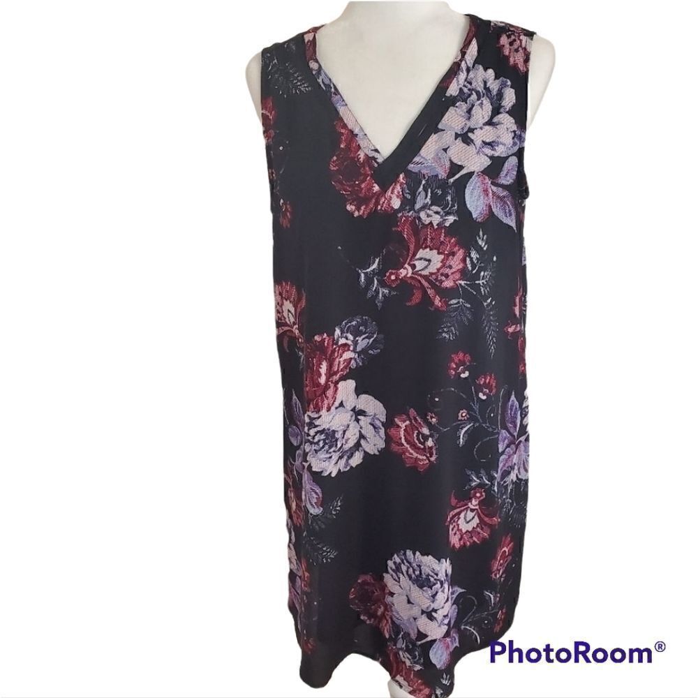 Maurices Black Floral Shift Dress L